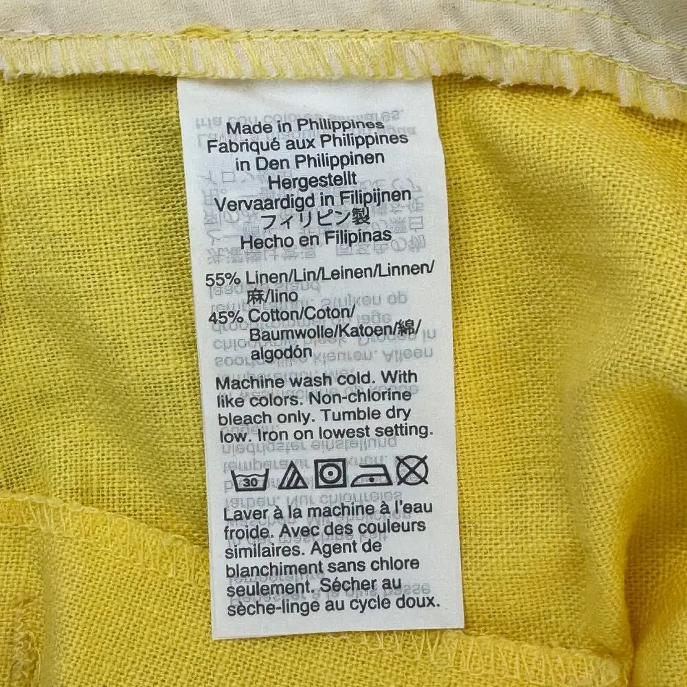 J. Crew Yellow Linen-Cotton Scalloped Hem 4” Shorts Size 2 Style L2142